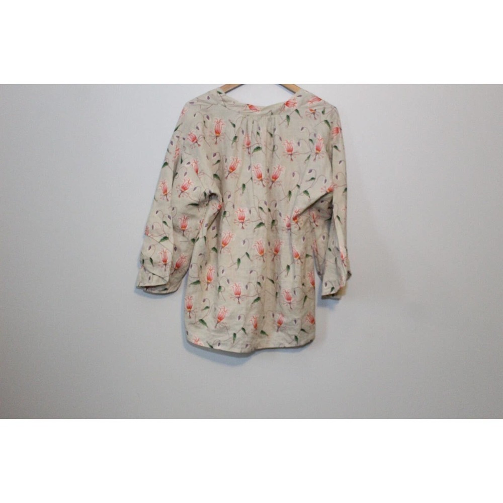 ✨2/$20 HD in Paris Anthropologie Ramie Bell Sleeve Floral Top Size 2 Boho Chic - Picture 6 of 8